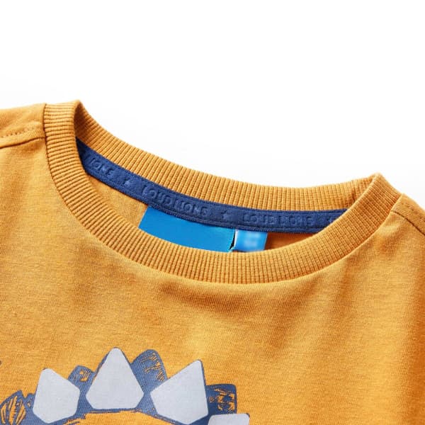T-shirt med långa ärmar för barn mörk ockra 116 - Toppar för barn