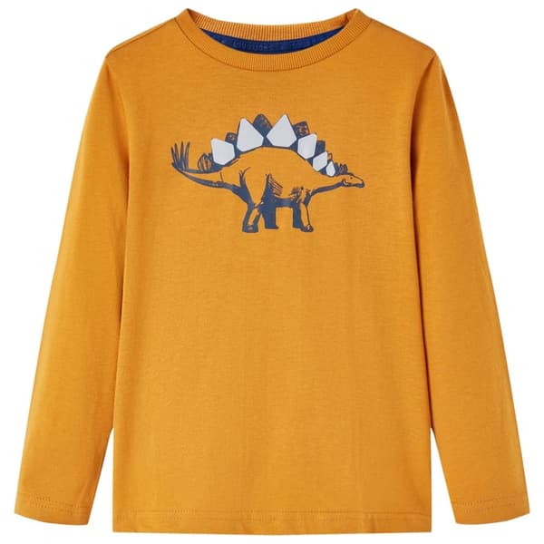T-shirt med långa ärmar för barn mörk ockra 116 -  Toppar för barn