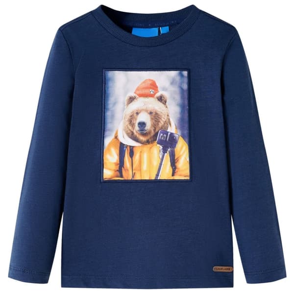 T-shirt med långa ärmar för barn marinblå melange 104 - Toppar för barn