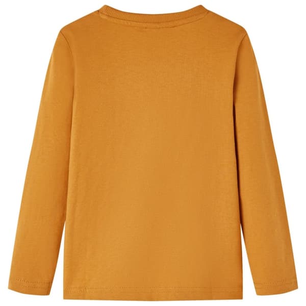 Langærmet T-shirt til børn str. 128 okkergul - Toppe til børn