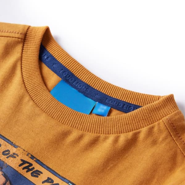 Langærmet T-shirt til børn str. 128 okkergul - Toppe til børn