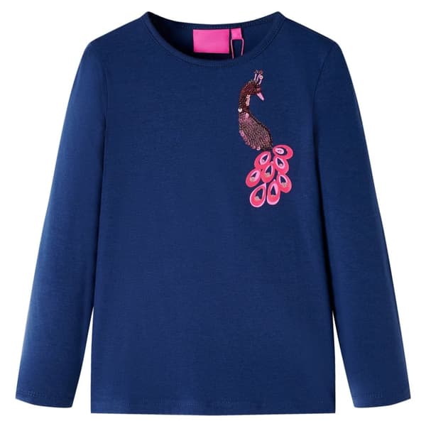 T-shirt med långa ärmar för barn marinblå 104 -  Toppar för barn