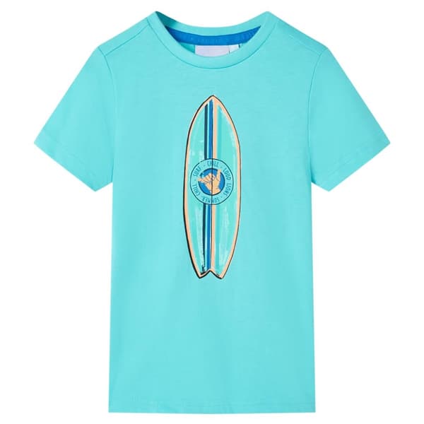Kortærmet T-shirt til børn str. 116 akvamarinblå - Toppe til børn