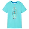 Miniatyrbillede 1 af 8: Kortærmet T-shirt til børn str. 116 akvamarinblå -  Toppe til børn