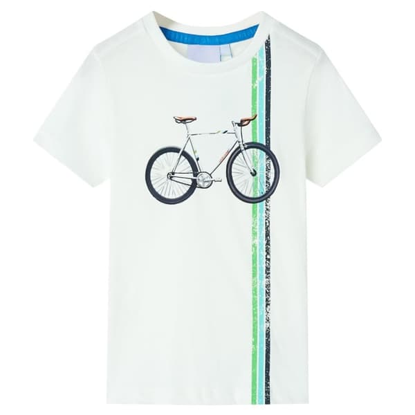 Kortærmet T-shirt til børn str. 128 ecrufarvet -  Toppe til børn