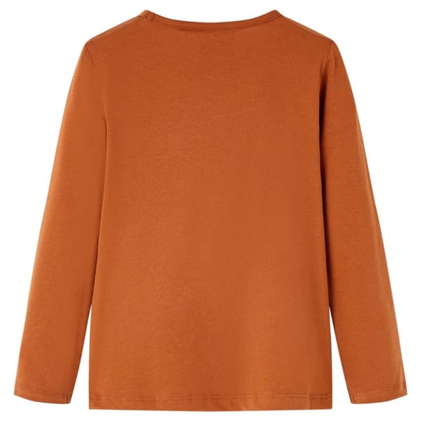 Langærmet T-shirt til børn str. 128 cognacfarvet - Toppe til børn