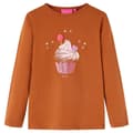 Miniatyrbillede 1 af 8: Langærmet T-shirt til børn str. 128 cognacfarvet -  Toppe til børn