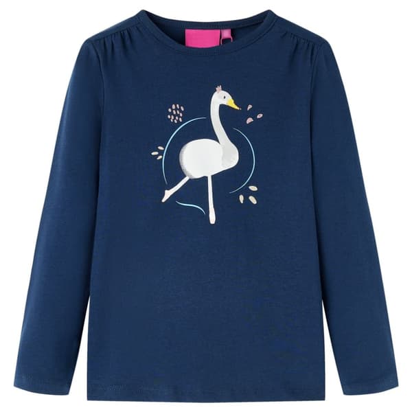T-shirt med långa ärmar för barn marinblå 128 -  Toppar för barn