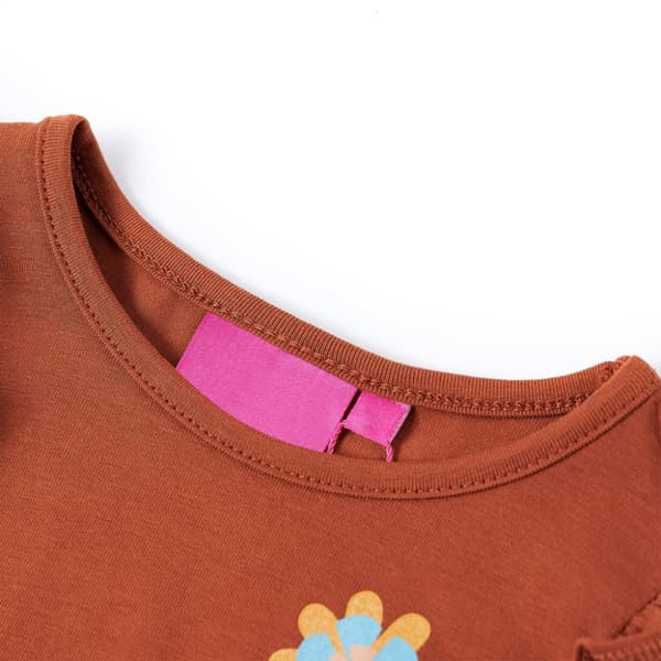 T-shirt med långa ärmar för barn konjaksbrun 116 - Toppar för barn