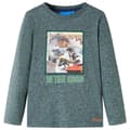 Miniatyrbild 2 av 8: T-shirt med långa ärmar för barn mörkgrön melange 128 -  Toppar för barn