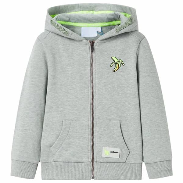 Barnhoodie med dragkedja khaki melange 128 - Toppar för barn