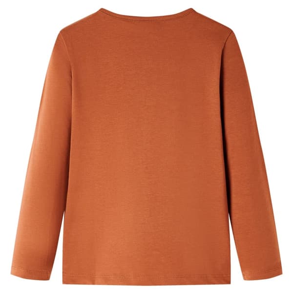 Langærmet T-shirt til børn str. 104 cognacfarvet -  Toppe til børn