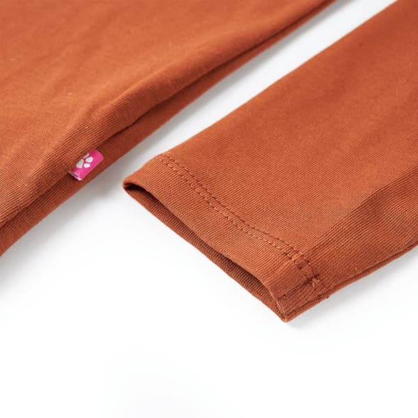 Langærmet T-shirt til børn str. 104 cognacfarvet -  Toppe til børn