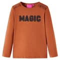 Miniatyrbillede 2 af 8: Langærmet T-shirt til børn str. 104 cognacfarvet -  Toppe til børn