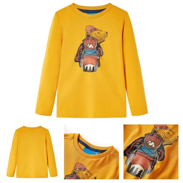 T-shirt med långa ärmar för barn ockra 128 -  Toppar för barn