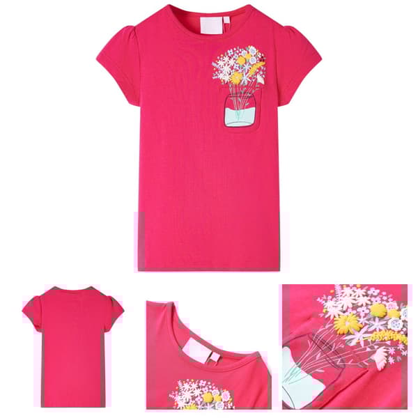 T-shirt för barn stark rosa 128 -  Toppar för barn