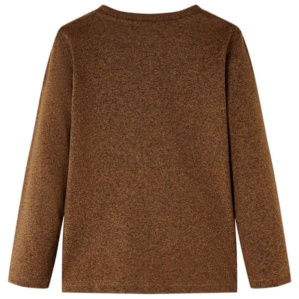 Langærmet T-shirt til børn str. 104 cognacmeleret -  Toppe til børn
