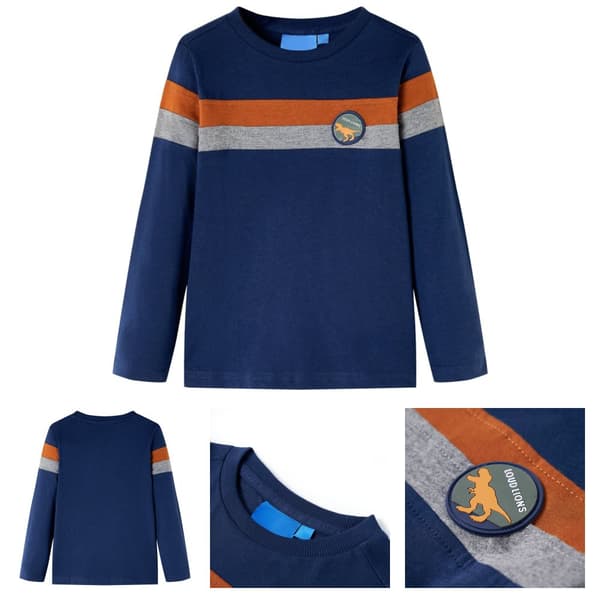 T-shirt med långa ärmar för barn marinblå 116 -  Toppar för barn