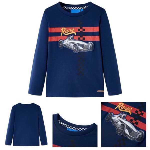 T-shirt med långa ärmar för barn marinblå 116 -  Toppar för barn