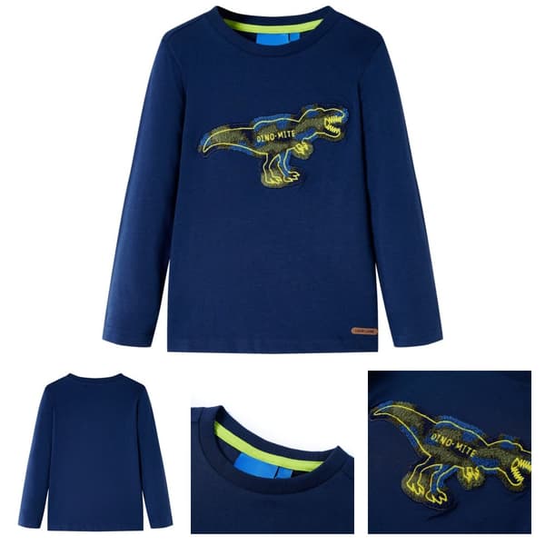 Langærmet T-shirt til børn str. 116 marineblå -  Toppe til børn