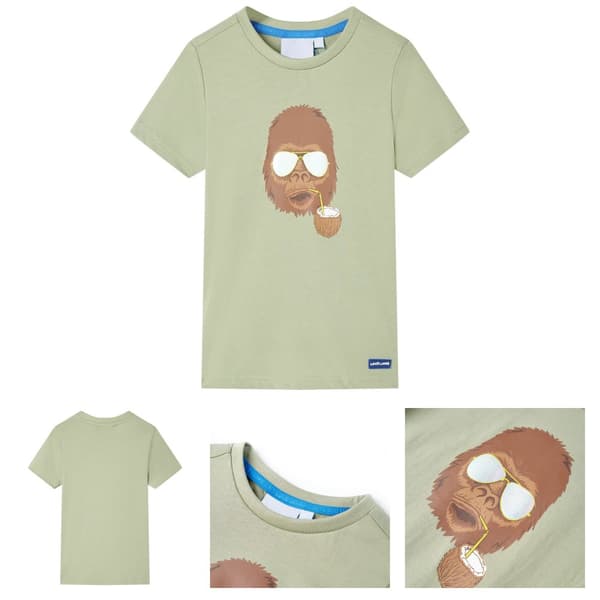 T-shirt med korta ärmar för barn ljus khaki 116 - Toppar för barn