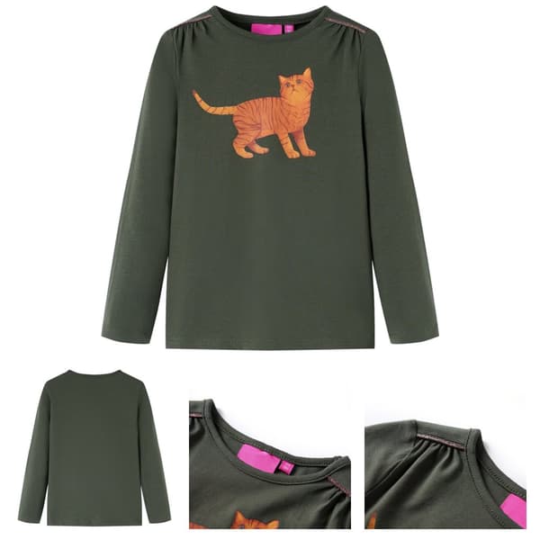 T-shirt med långa ärmar för barn khaki 116 -  Toppar för barn