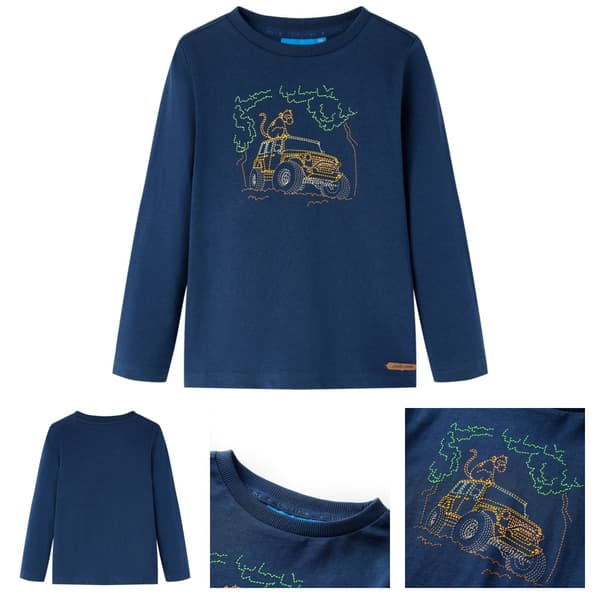 T-shirt med långa ärmar för barn marinblå 104 - Toppar för barn