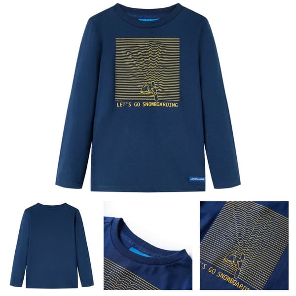 T-shirt med långa ärmar för barn marinblå 116 - Toppar för barn