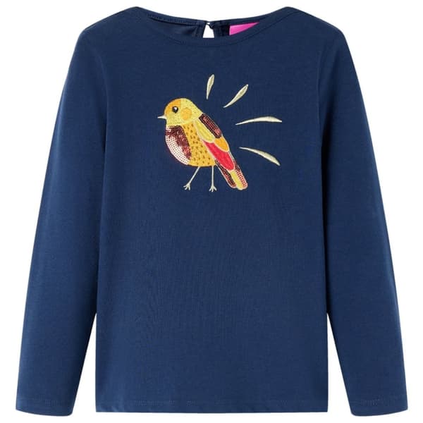T-shirt med långa ärmar för barn marinblå 128 - Toppar för barn