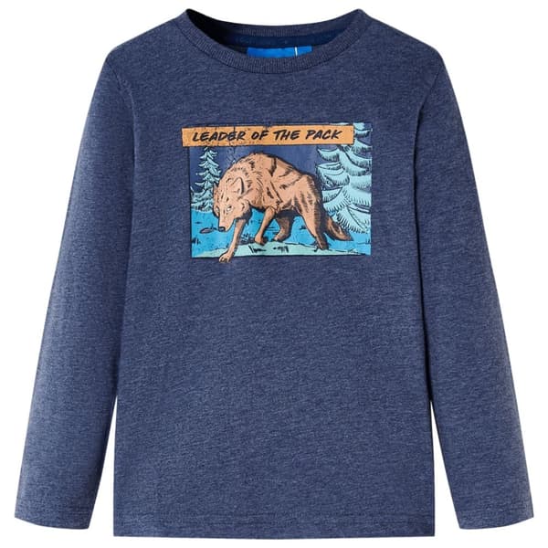 T-shirt med långa ärmar för barn blå melange 128 - Toppar för barn
