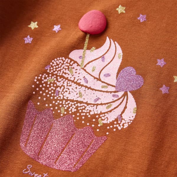 T-shirt med långa ärmar för barn konjaksbrun 116 - Toppar för barn