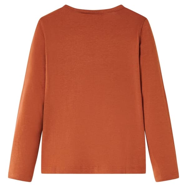 Langærmet T-shirt til børn str. 116 cognacfarvet -  Toppe til børn