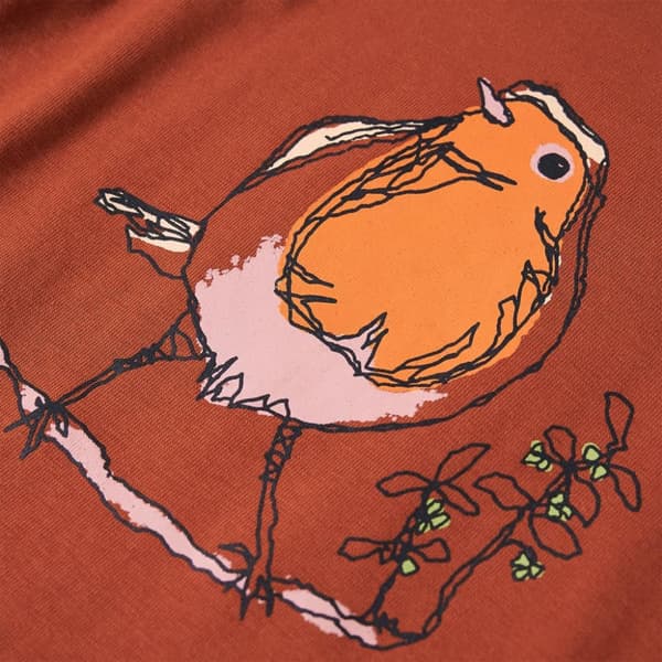 Langærmet T-shirt til børn str. 116 cognacfarvet -  Toppe til børn