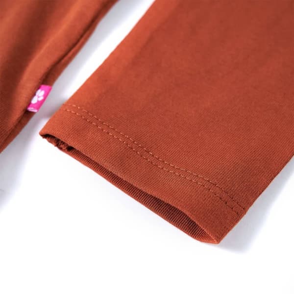 Langærmet T-shirt til børn str. 116 cognacfarvet -  Toppe til børn