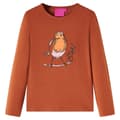 Miniatyrbillede 2 af 8: Langærmet T-shirt til børn str. 116 cognacfarvet -  Toppe til børn