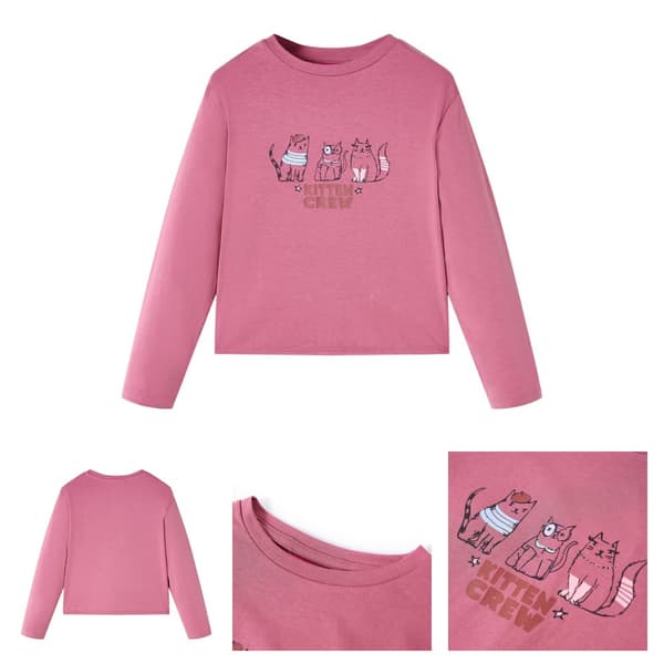T-shirt med långa ärmar för barn hallonrosa 104 -  Toppar för barn