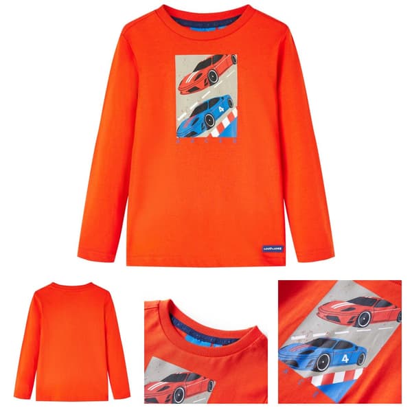 T-shirt med långa ärmar för barn stark orange 128 -  Toppar för barn