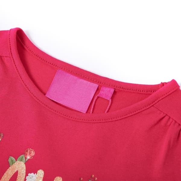 T-shirt med långa ärmar för barn stark rosa 128 - Toppar för barn