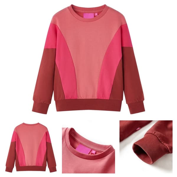 Tröja för barn färgblock rosa och henna 128 - Toppar för barn