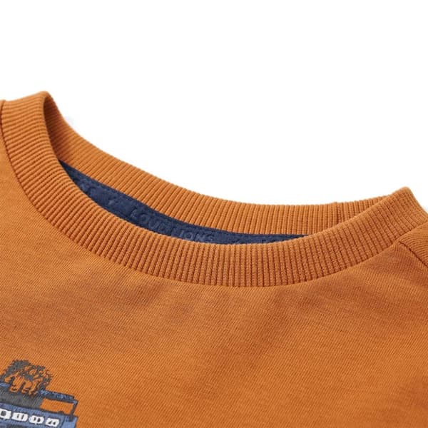 T-shirt med långa ärmar för barn mörk ockra 128 - Toppar för barn