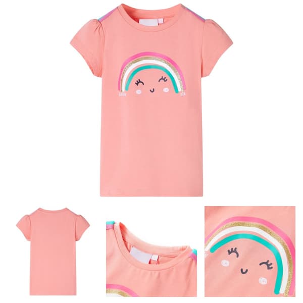 T-shirt för barn ljus korall 104 -  Toppar för barn