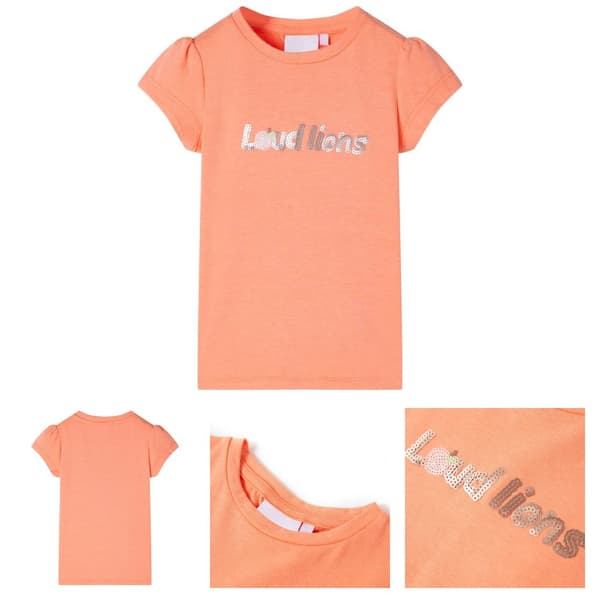 T-shirt med formade ärmar för barn neon orange 128 -  Toppar för barn
