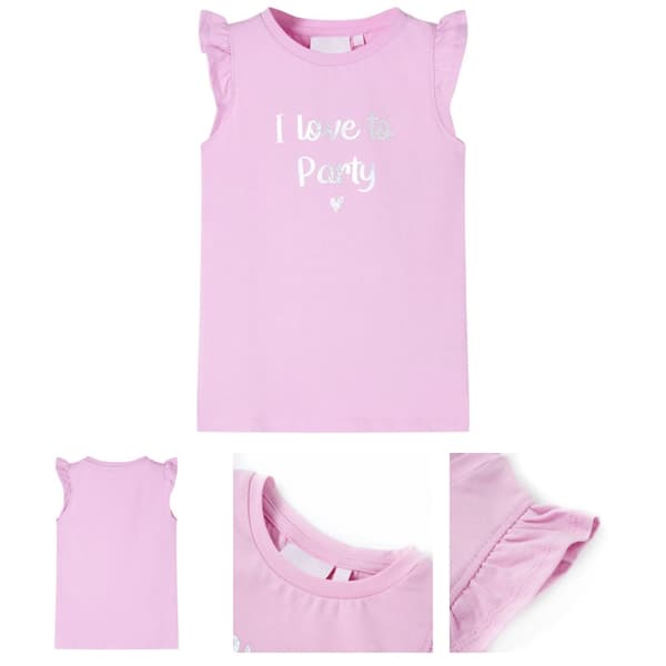 T-shirt til børn str. 128 med flæser lilla - Toppe til børn