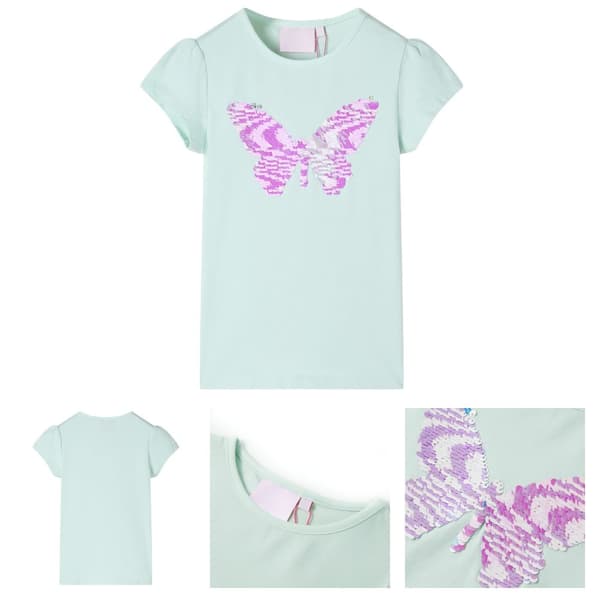 T-shirt med formade ärmar för barn ljus mintgrön 128 - Toppar för barn