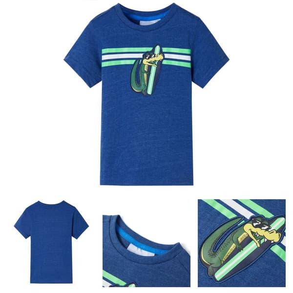 T-shirt til børn str. 128 mørk blåmeleret -  Toppe til børn