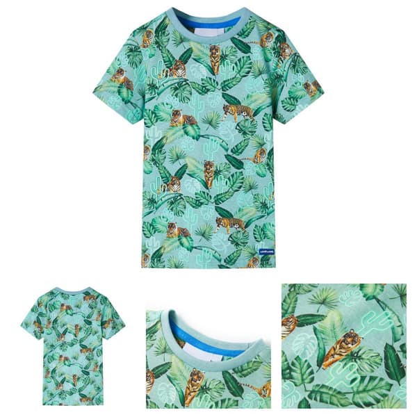 T-shirt för barn grönmelerad 128 - Toppar för barn