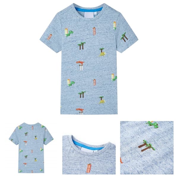T-shirt för barn blå melange 104 -  Toppar för barn