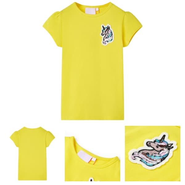 T-shirt för barn stark gul 104 - Toppar för barn