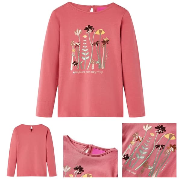 T-shirt med långa ärmar för barn gammelrosa 104 -  Toppar för barn
