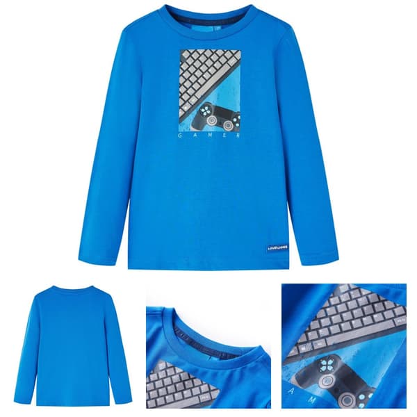 Langærmet T-shirt til børn str. 104 koboltblå - Toppe til børn